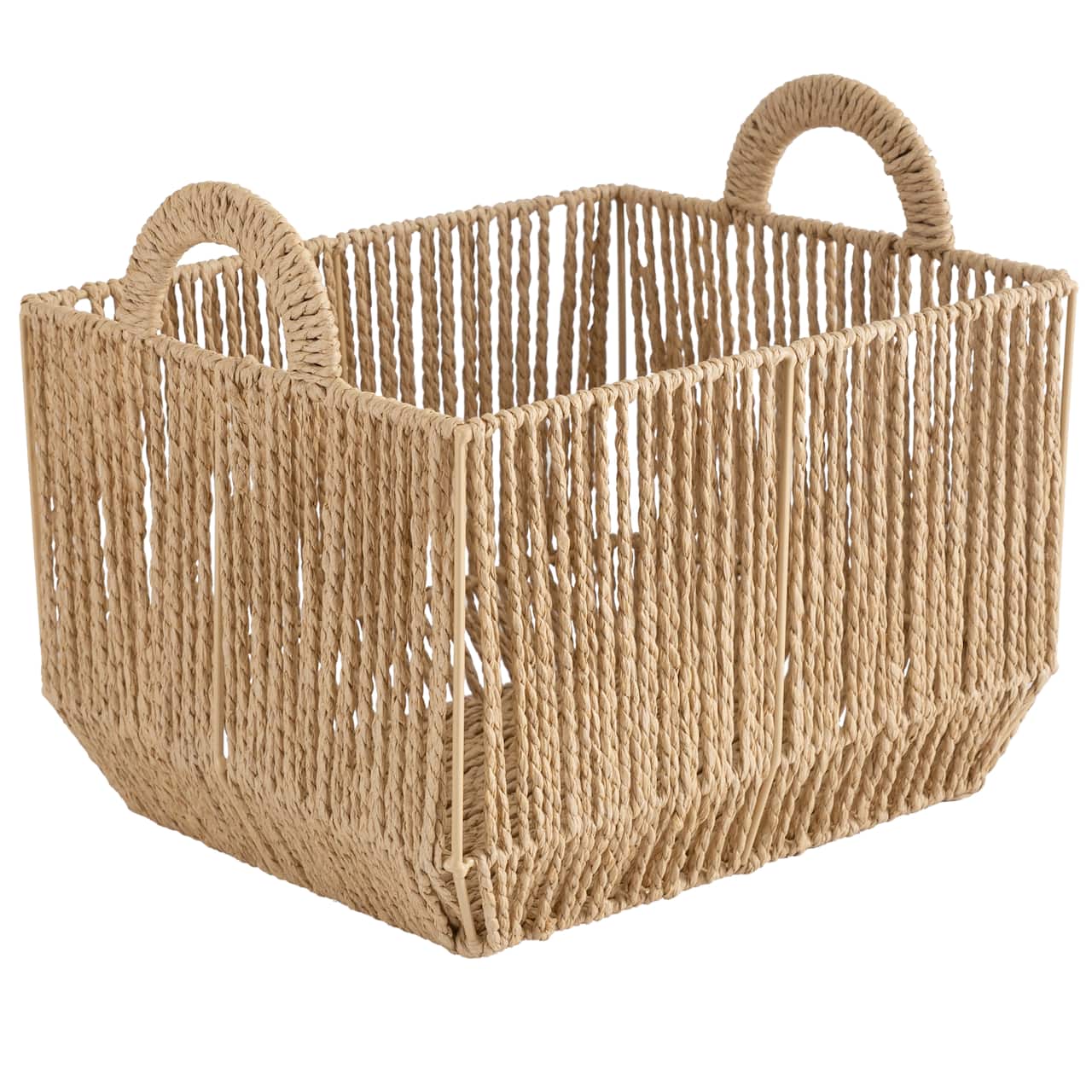 Simplify Large Vertical Weave Storage Basket with Round Handles